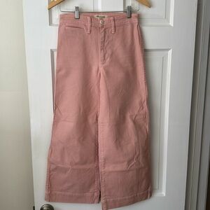 Madewell Women’s Jeans. The Ettie High-Rise Crop Wide-Leg Jeans. Pink.